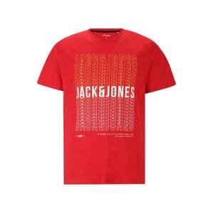 Jack & Jones Plus Tričko 'CYBER'  červená / bílá / žlutá
