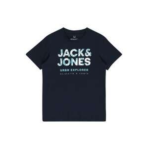 Jack & Jones Junior Tričko 'BOOSTER'  tyrkysová / tmavě modrá / bílá