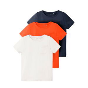 NAME IT Shirt 'VEBBE'  bílá / tmavě oranžová / noční modrá