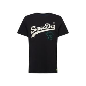 Superdry Tričko  černá / béžová / tmavě zelená