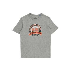 Jack & Jones Junior Tričko  šedý melír / oranžová / bílá / černá