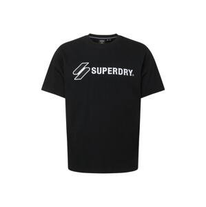 Superdry Tričko  černá / bílá