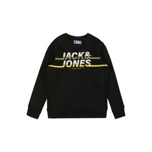 Jack & Jones Junior Mikina 'Charles'  černá / bílá / žlutá