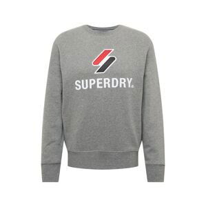 Superdry Mikina  šedá / bílá / červená / černá