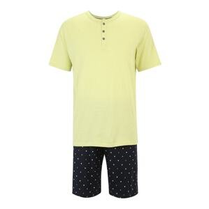 SCHIESSER Pyžamo krátké  tmavě modrá / žlutá / bílá