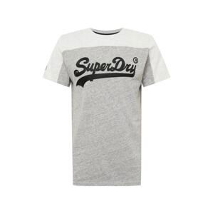 Superdry Tričko  šedý melír / bílý melír / černá