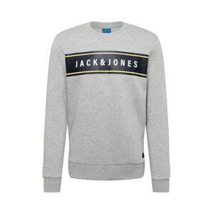 JACK & JONES Mikina 'MAST'  šedá / černá / bílá / pastelově žlutá