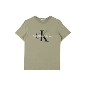 Calvin Klein Jeans Tričko  khaki / černá / bílá