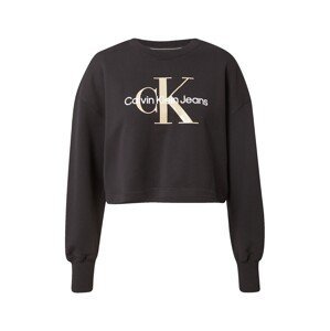 Calvin Klein Jeans Mikina  béžová / černá / bílá