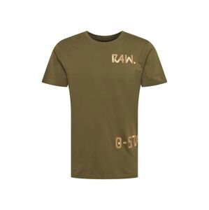 G-Star RAW Tričko  khaki / bílá