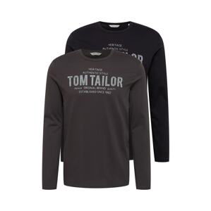 TOM TAILOR Tričko  černá / antracitová / bílá / šedá