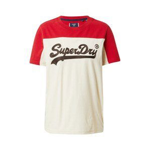 Superdry Tričko  čokoládová / režná / červená
