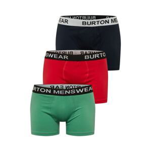 BURTON MENSWEAR LONDON Boxerky  zelená / červená / námořnická modř / bílá / černá