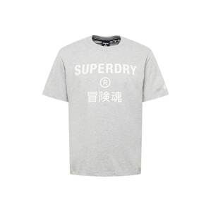 Superdry Tričko  šedý melír / bílá