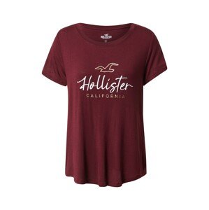 HOLLISTER Tričko  burgundská červeň / bílá / zlatá