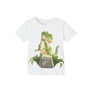 NAME IT T-Shirt 'GIGANTOSAURUS'  bílá / zelená / béžová / šedá