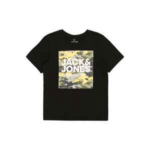 Jack & Jones Junior Tričko 'PETE'  černá / světle žlutá / bílá / olivová / tmavě šedá