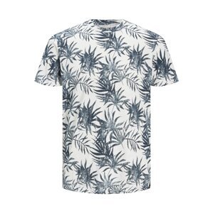 JACK & JONES Tričko 'BLOOMER'  bílá / chladná modrá