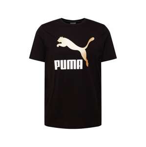 PUMA Tričko  černá / bílá / zlatá