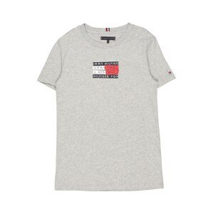 TOMMY HILFIGER Tričko  šedá / námořnická modř / bílá / ohnivá červená