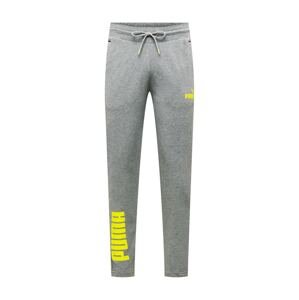 PUMA Sportovní kalhoty  šedý melír / žlutá