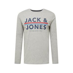 JACK & JONES Tričko 'Ron'  marine modrá / světlemodrá / světle šedá / červená
