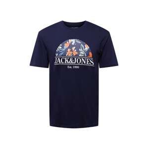 JACK & JONES Tričko  námořnická modř / bílá / oranžová