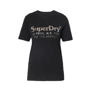 Superdry Tričko 'Vintage Venue Interest'  černá / stříbrná