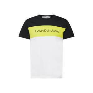 Calvin Klein Jeans Tričko  bílá / žlutá / černá