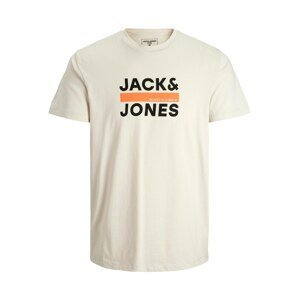 JACK & JONES Tričko 'DAN'  světle šedá / jasně oranžová / černá / bílá