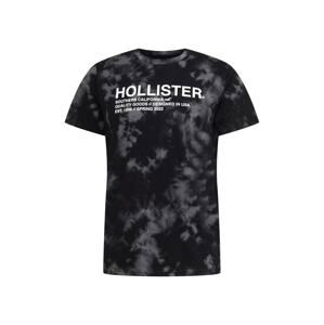 HOLLISTER Tričko  šedá / antracitová / bílá