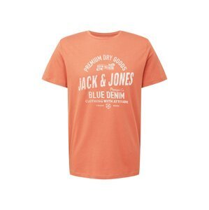 JACK & JONES Tričko 'BOOSTER'  tmavě oranžová / bílá
