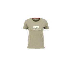 ALPHA INDUSTRIES Tričko  khaki / bílá