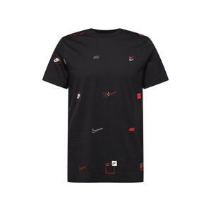 Nike Sportswear Tričko  šedá / červená / černá / bílá