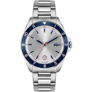 LACOSTE Analogové hodinky  stříbrná / námořnická modř / bílá / červená
