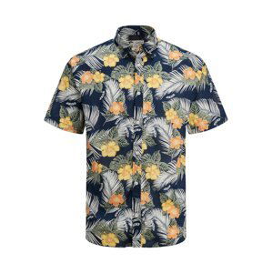 JACK & JONES Košile 'Aloha'  námořnická modř / pastelově zelená / oranžová / bílá