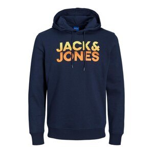 JACK & JONES Mikina 'WALLACE'  námořnická modř / limone / jasně oranžová