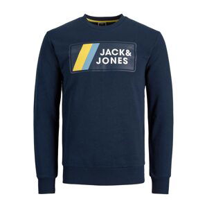 JACK & JONES Mikina 'JAKE'  námořnická modř / světlemodrá / žlutá / bílá