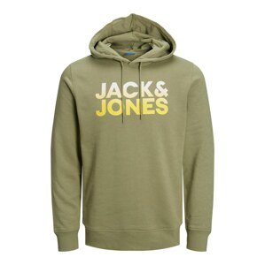 JACK & JONES Mikina 'WALLACE'  khaki / bílá / žlutá