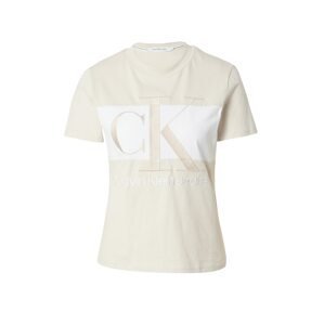 Calvin Klein Jeans Tričko  barva vaječné skořápky / bílá