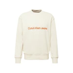 Calvin Klein Jeans Mikina  krémová / oranžová / bílá