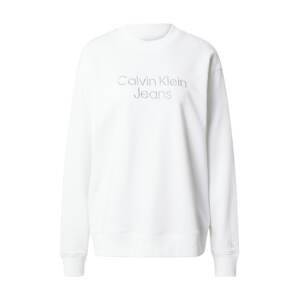 Calvin Klein Jeans Mikina  světle šedá / bílá