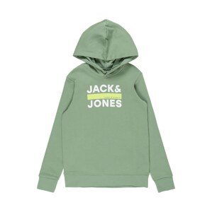 Jack & Jones Junior Mikina 'DAN'  zelená / světle zelená / bílá