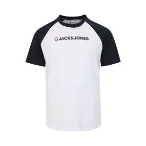 Jack & Jones Plus Tričko 'LOGAN'  bílá / námořnická modř / červená