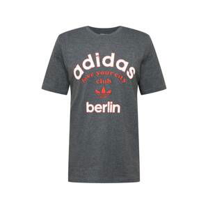 ADIDAS ORIGINALS Tričko 'Coll'  šedý melír / červená / bílá