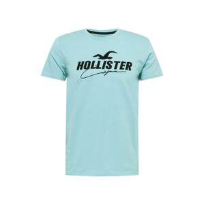 HOLLISTER Tričko  aqua modrá / černá