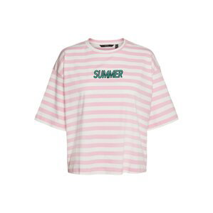 VERO MODA Tričko  pink / bílá / zelená