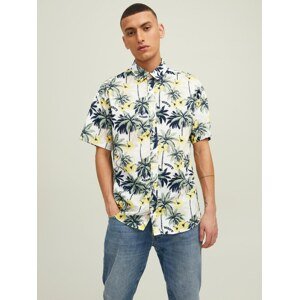 JACK & JONES Košile 'Aloha'  námořnická modř / žlutá / bílá