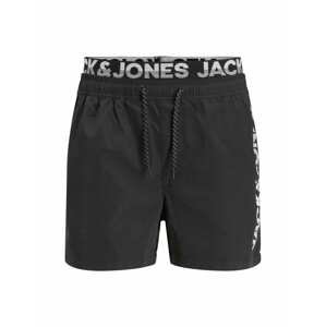 JACK & JONES Plavecké šortky  černá / bílá