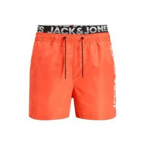 JACK & JONES Plavecké šortky  tmavě oranžová / bílá
